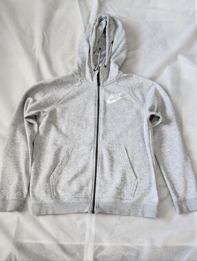 Nike Women Heather Gray Full-Zip Hoodie Size Medium